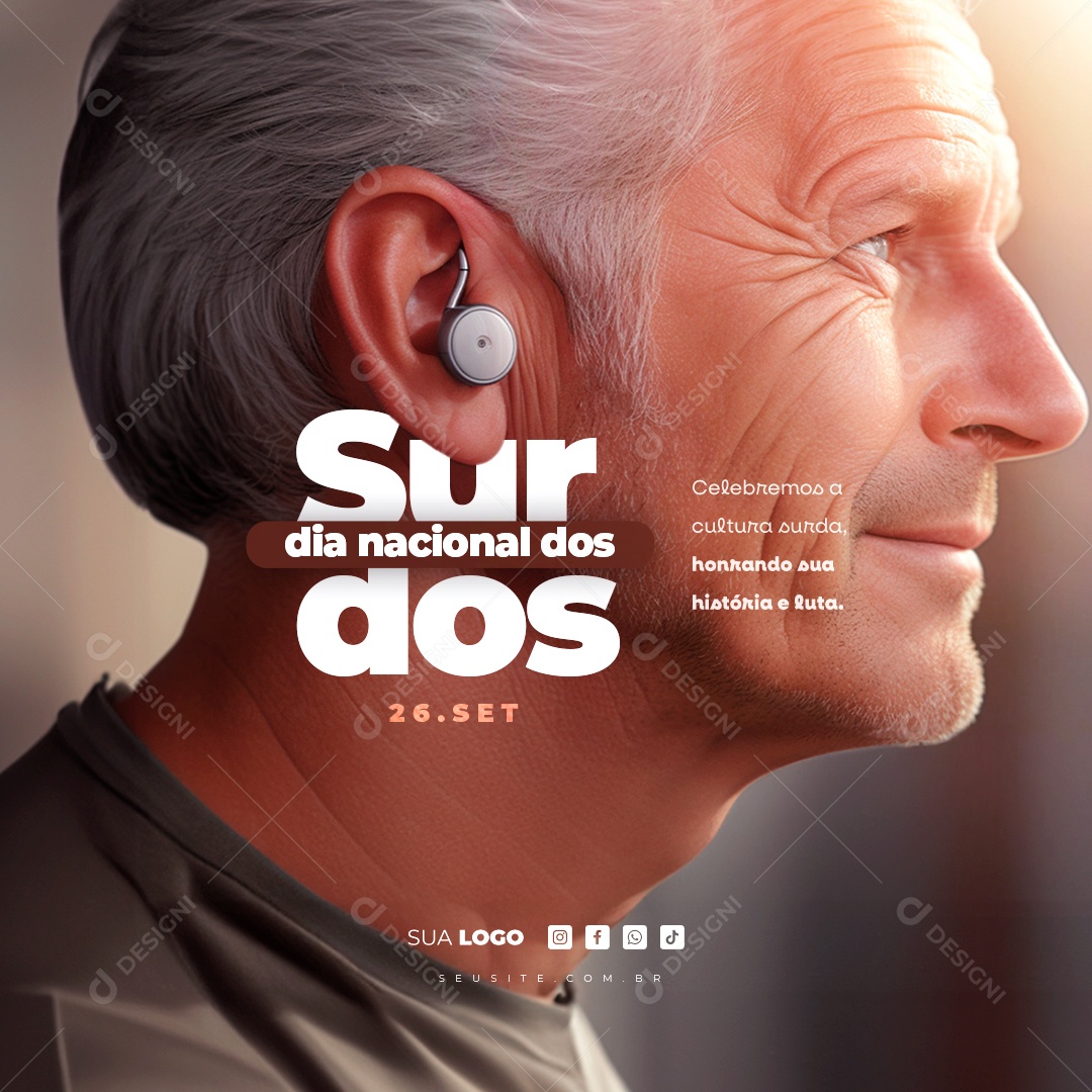 Dia Nacional dos Surdos Celebremos a Cultura Surda Social Media PSD Editável