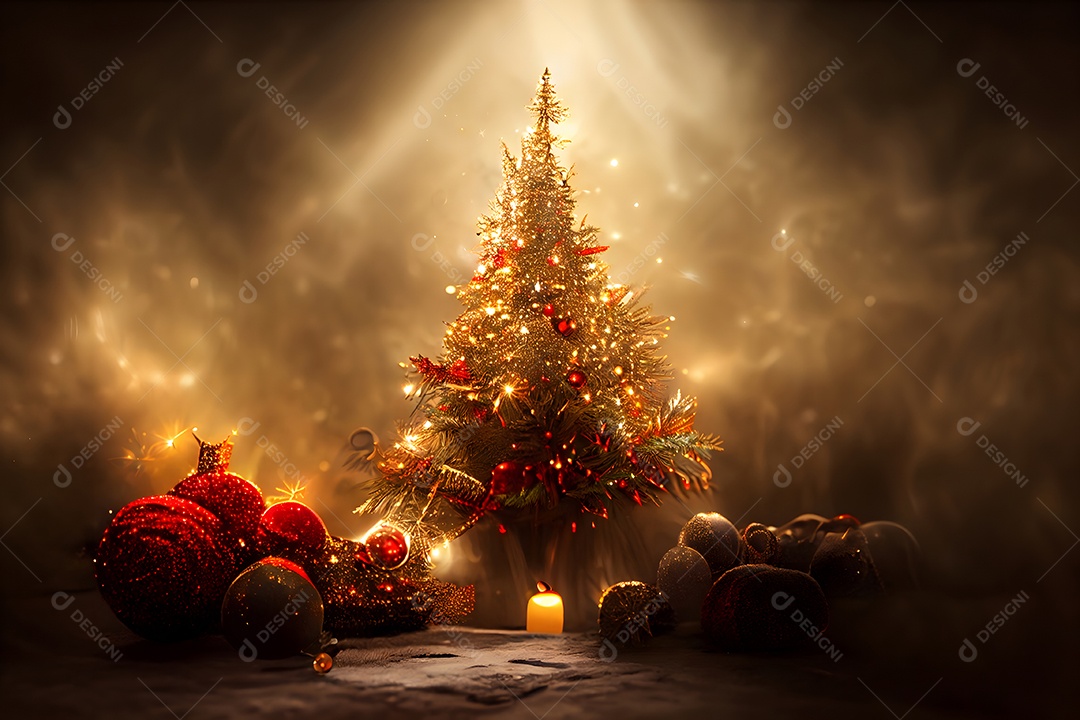 Fundo de decorações de Natal em close-up com foco seletivo e desfoque de fundo