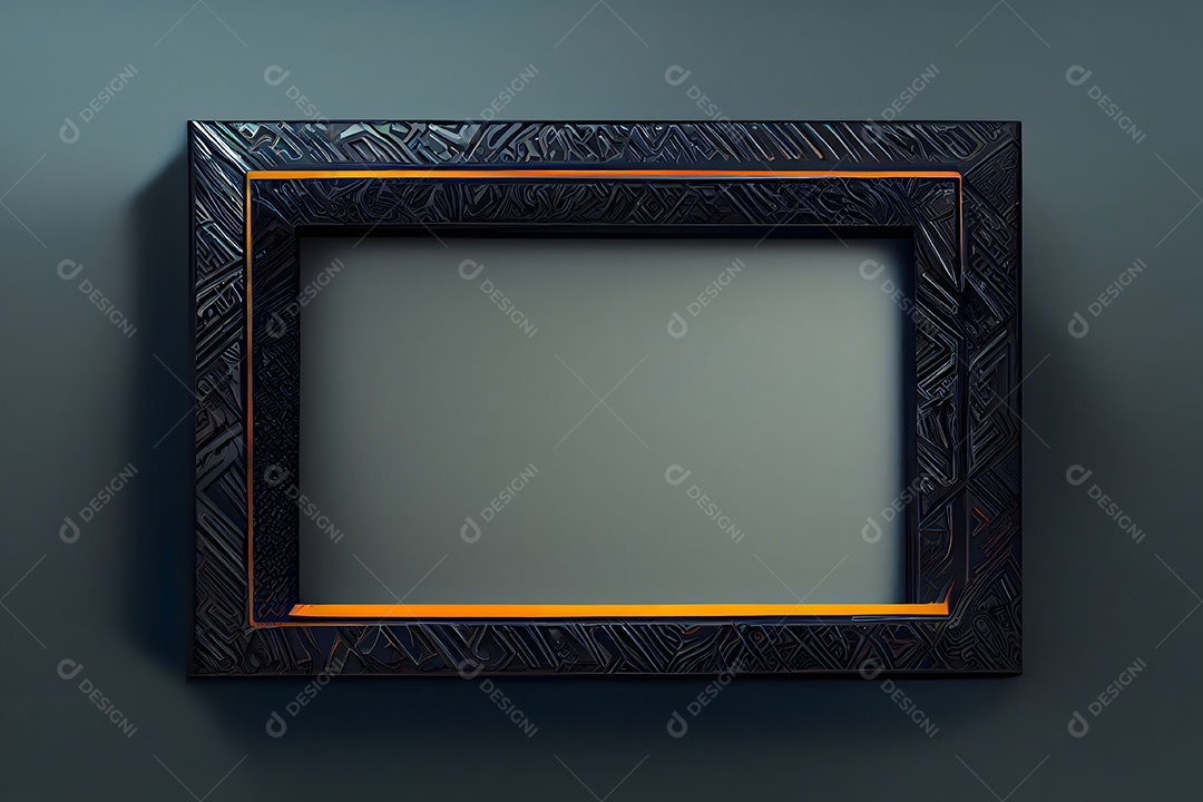 Maquete de moldura preta e dourada ornamentada arte gerada por rede neural