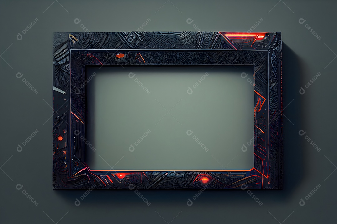 Maquete de moldura preta e dourada ornamentada arte gerada por rede neural