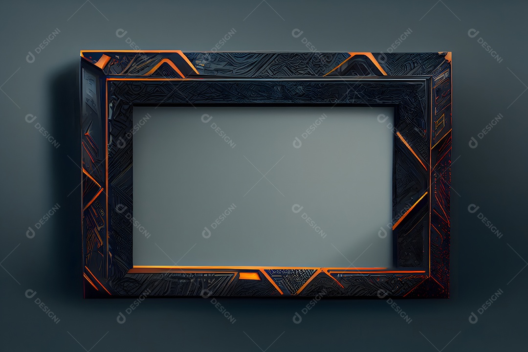 Maquete de moldura preta e dourada ornamentada arte gerada por rede neural