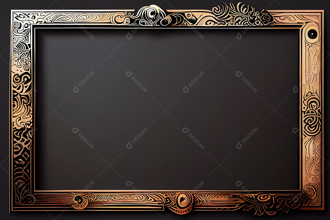 Maquete de moldura preta e dourada ornamentada arte gerada por rede neural