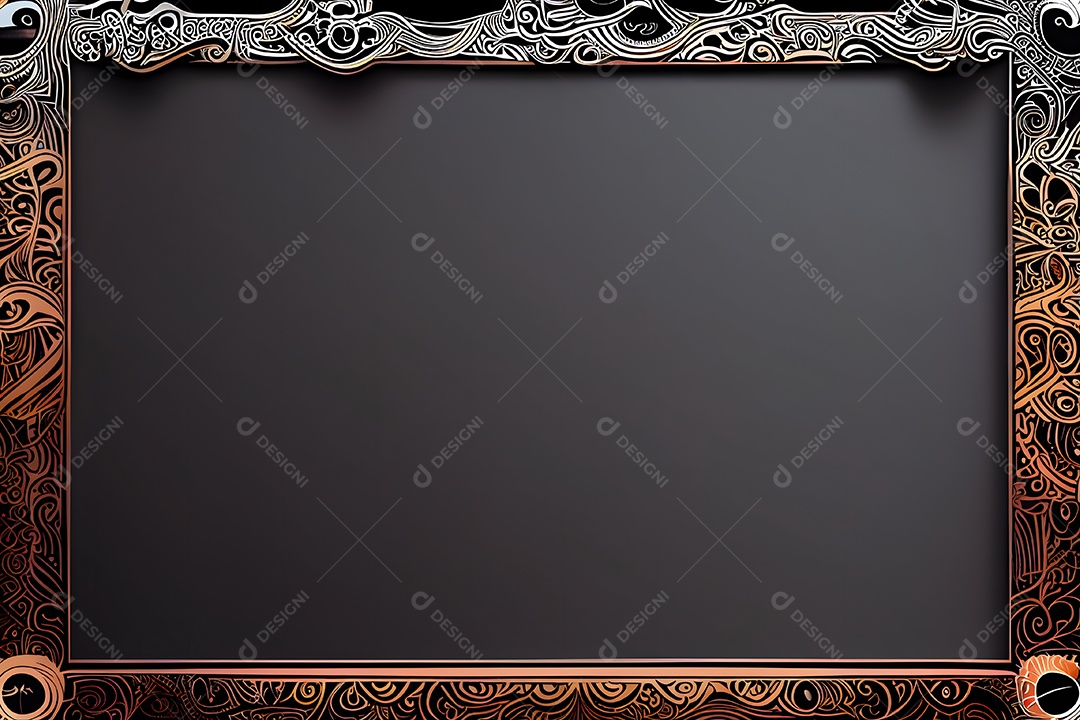 Maquete de moldura preta e dourada ornamentada arte gerada por rede neural