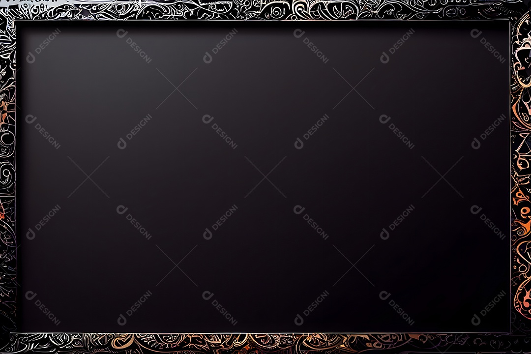 Maquete de moldura preta e dourada ornamentada arte gerada por rede neural