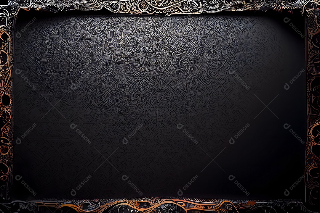 Maquete de moldura preta e dourada ornamentada arte gerada por rede neural