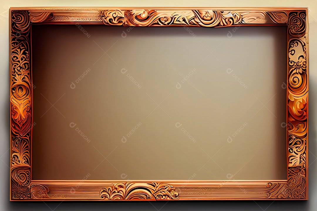 Maquete de moldura retangular de madeira entalhada sem revestimento arte gerada por rede neural