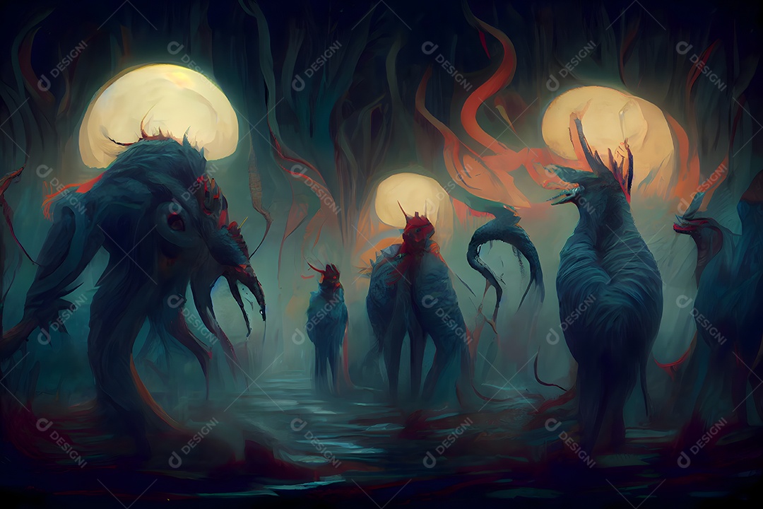 Criatura alienígena assustadora e fantástica arte gerada por rede neural