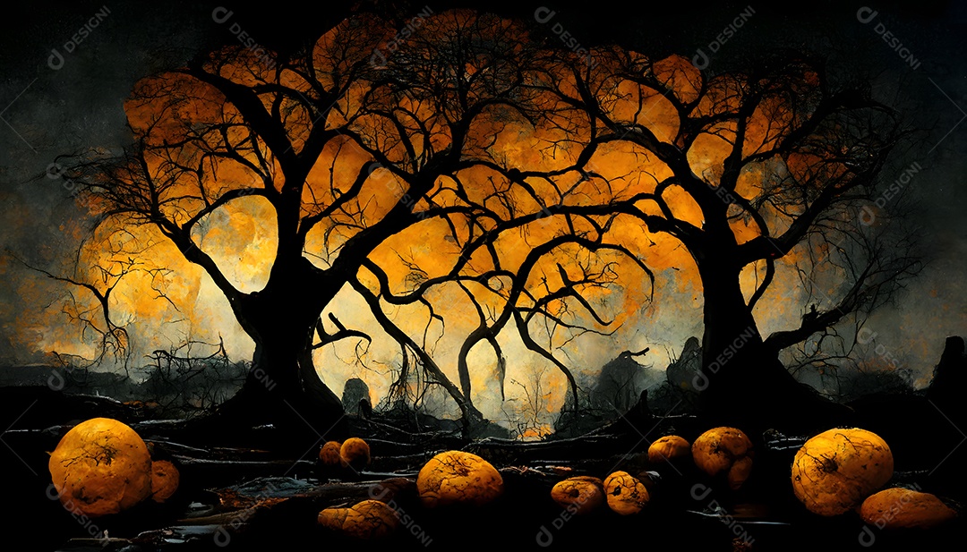 Floresta assustadora de Halloween arte gerada por rede neural