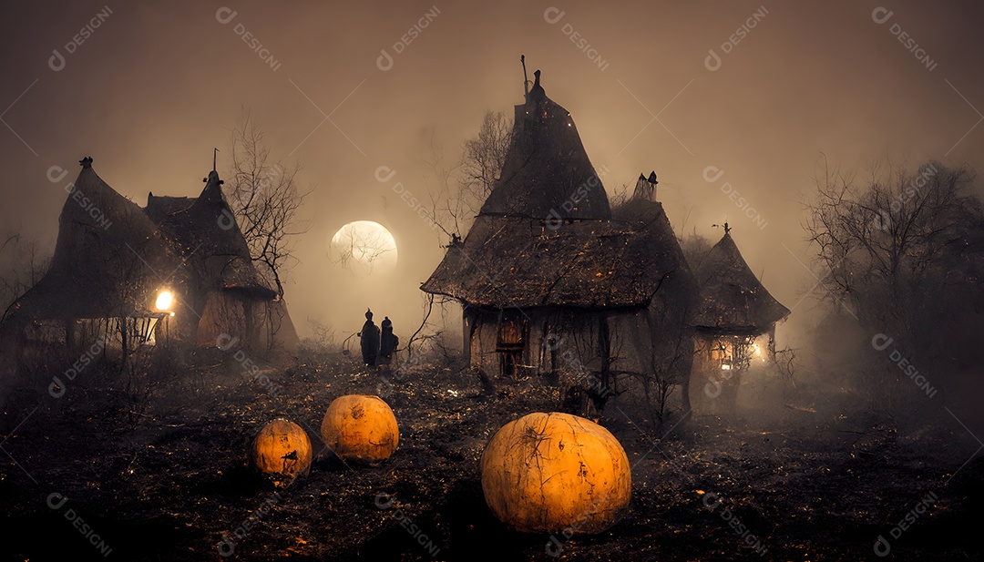 Mansão mal-assombrada assustadora em floresta negra sem folhas arte gerada por rede neural