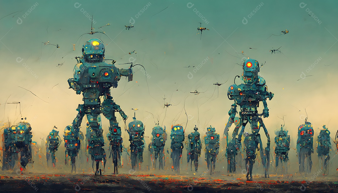 Exército de robôs arte gerada por rede neural