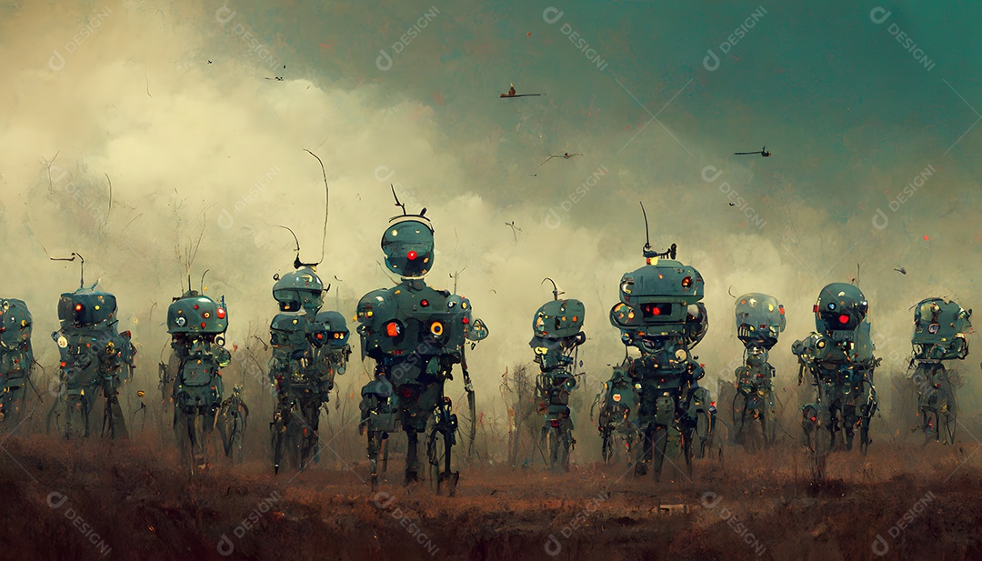 Exército de robôs arte gerada por rede neural