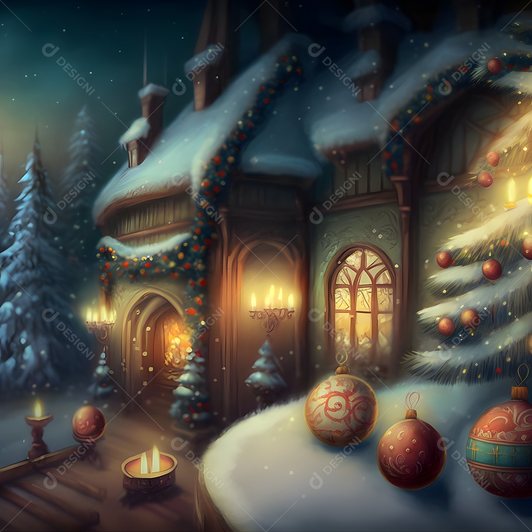 Noite de Natal na rua da cidade nevada arte gerada por rede neural