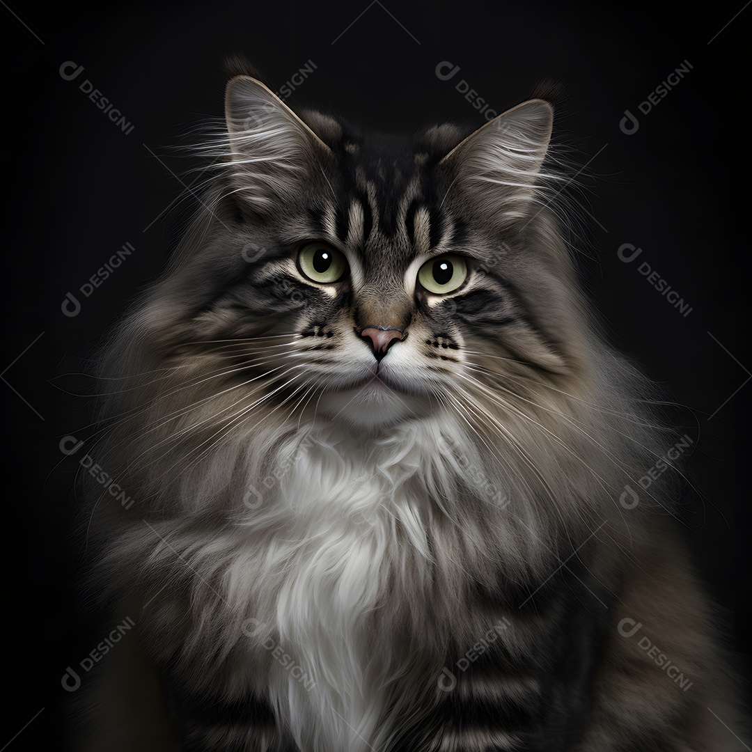 Retrato de gato da floresta norueguesa arte gerada por rede neural