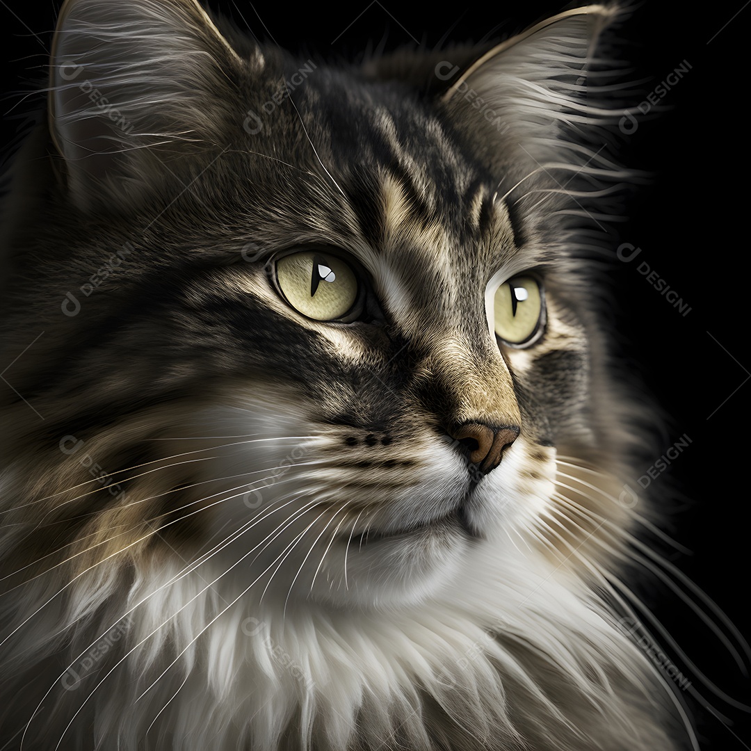 Retrato de gato da floresta norueguesa arte gerada por rede neural
