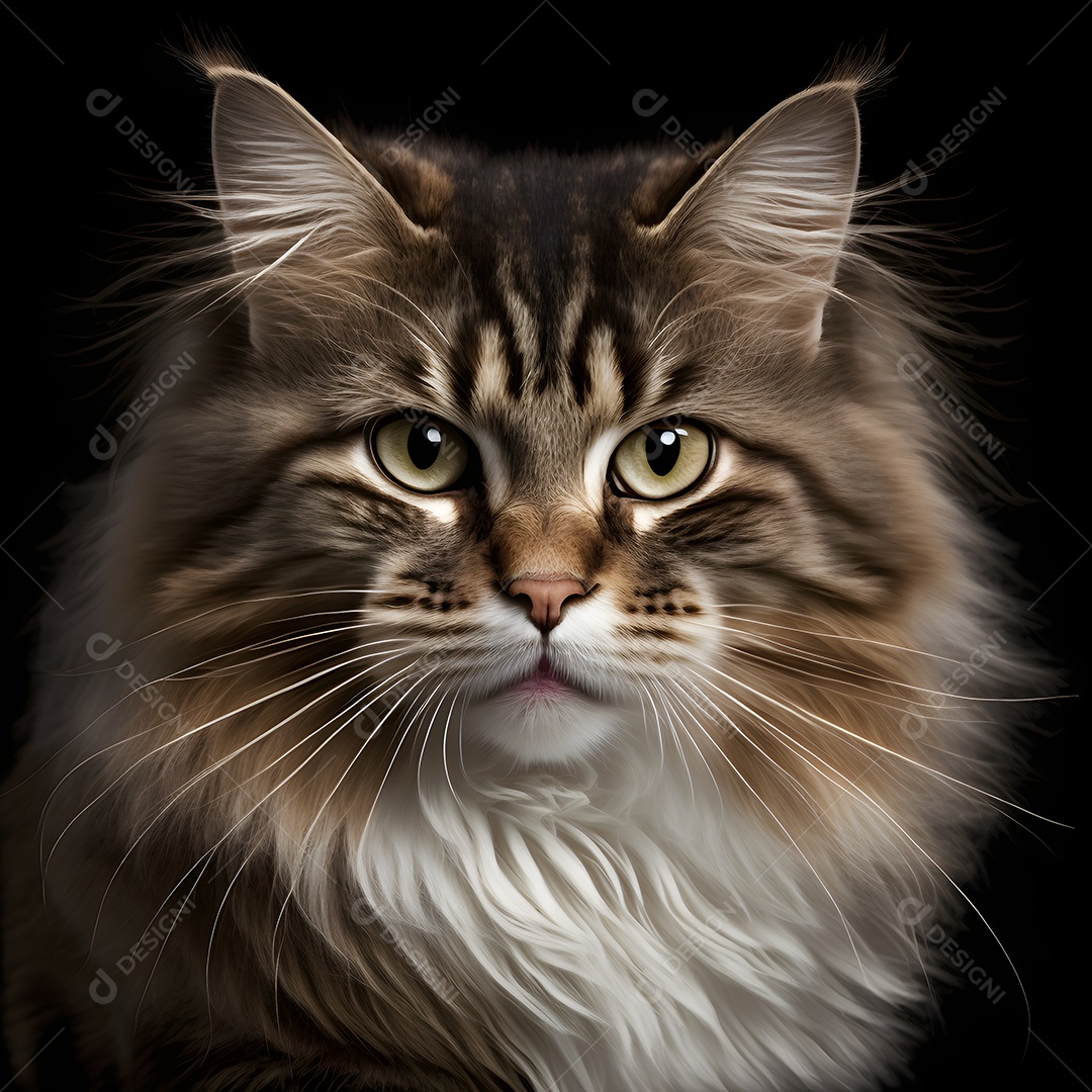 Retrato de gato da floresta norueguesa arte gerada por rede neural