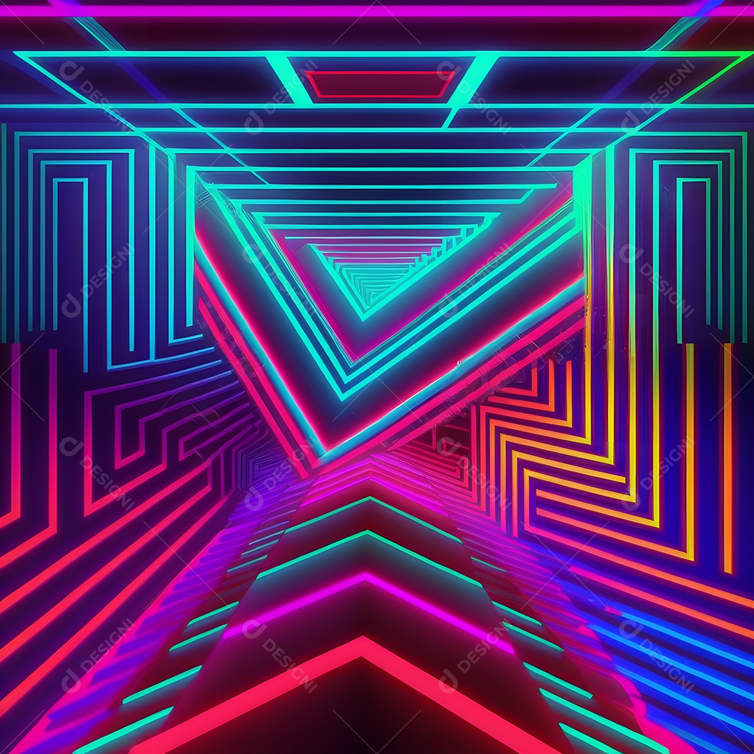 Fundo abstrato de linhas coloridas de neon arte gerada por rede neural