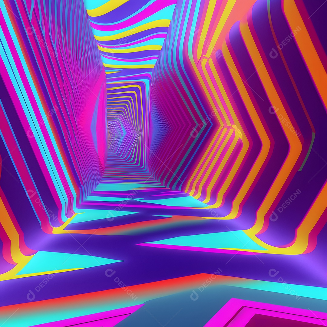 Fundo abstrato de linhas coloridas de neon arte gerada por rede neural
