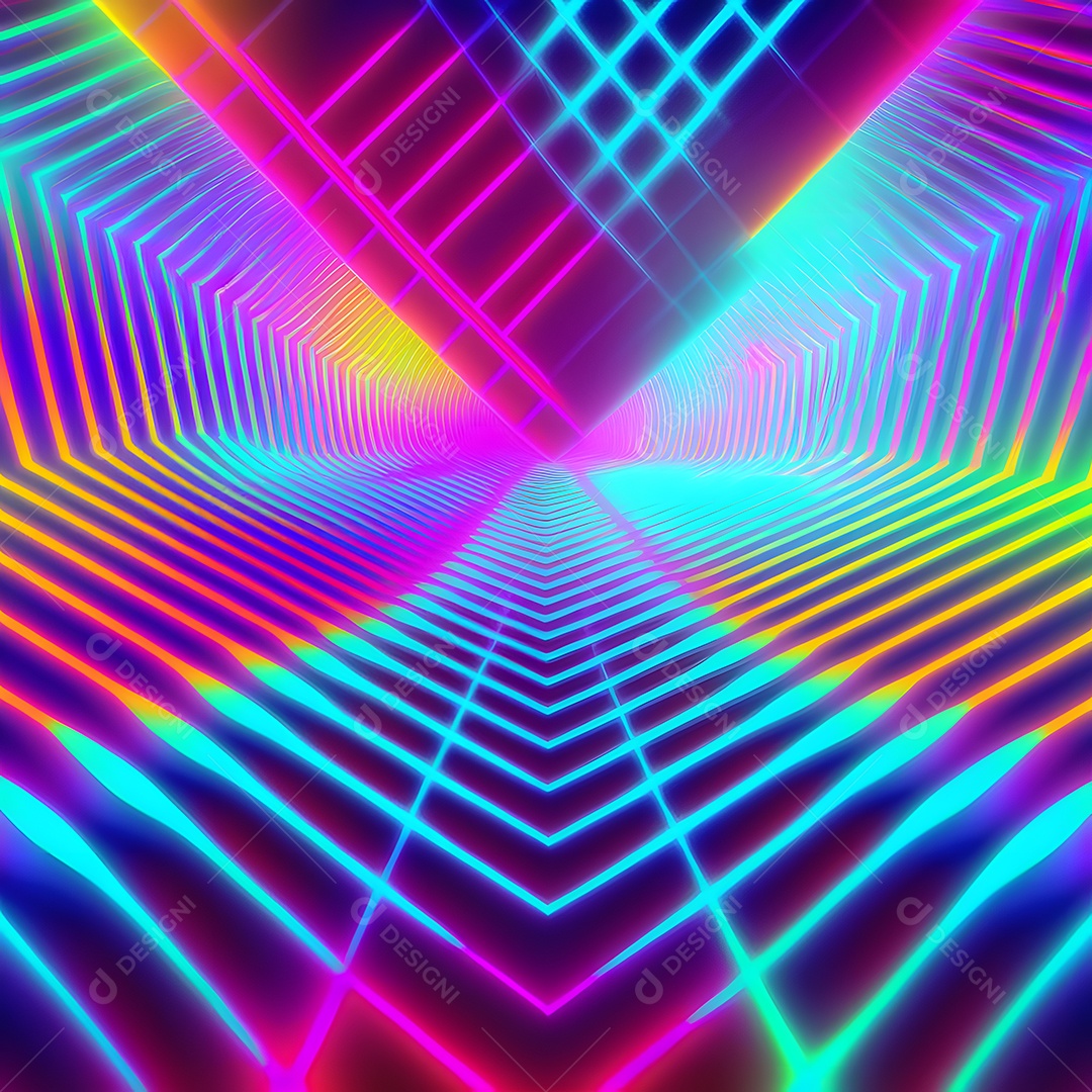 Fundo abstrato de linhas coloridas de neon arte gerada por rede neural