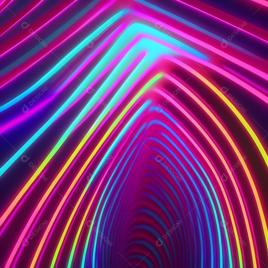 Fundo abstrato de linhas coloridas de neon arte gerada por rede neural