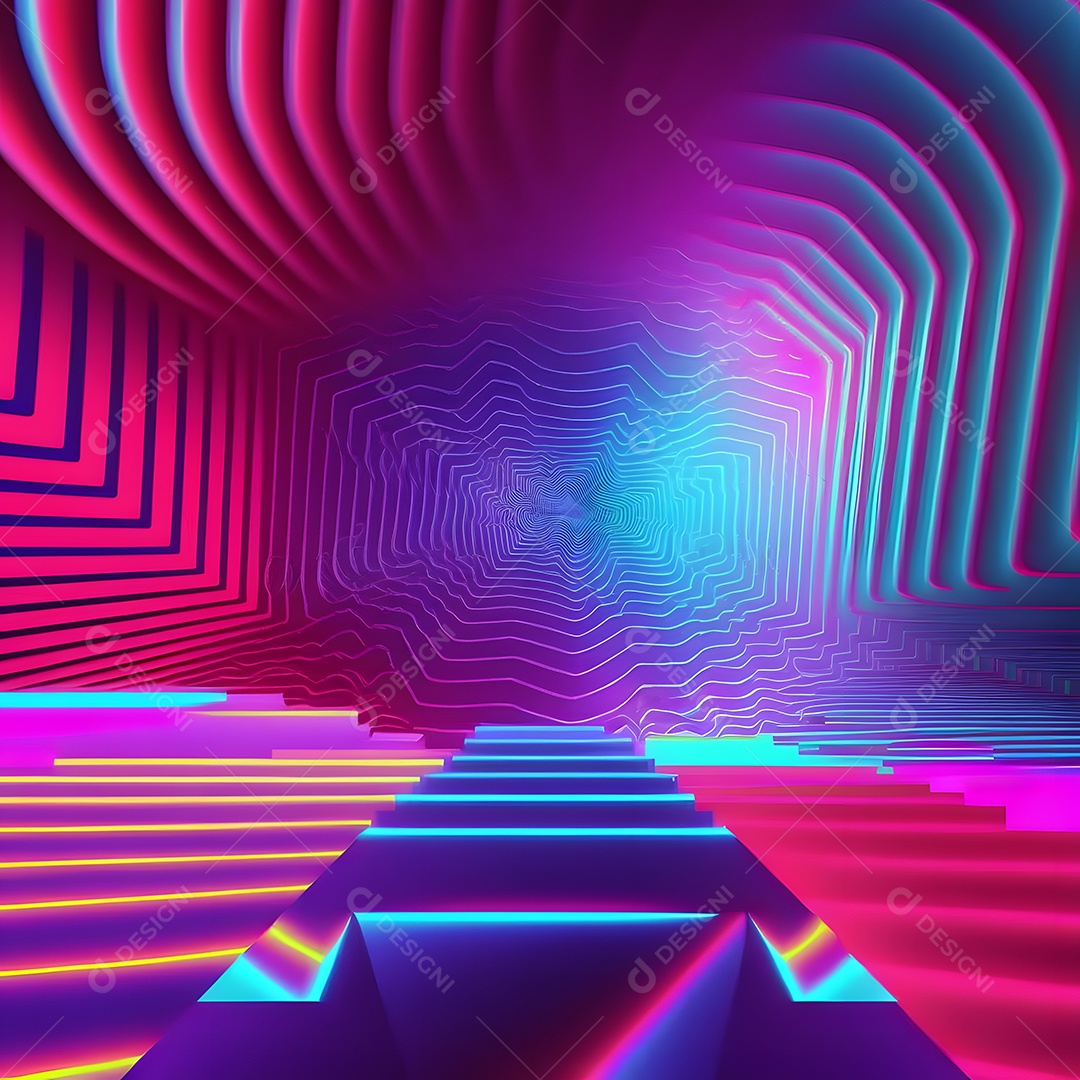 Fundo abstrato de linhas coloridas de neon arte gerada por rede neural