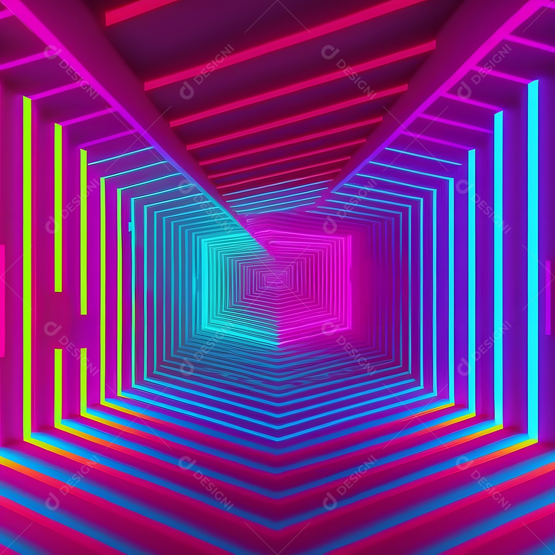 Fundo abstrato de linhas coloridas de neon arte gerada por rede neural