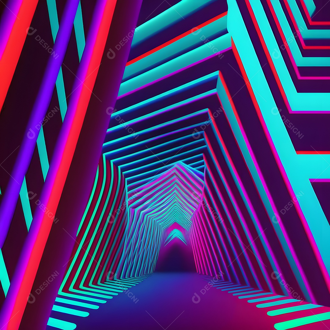 Fundo abstrato de linhas coloridas de neon arte gerada por rede neural
