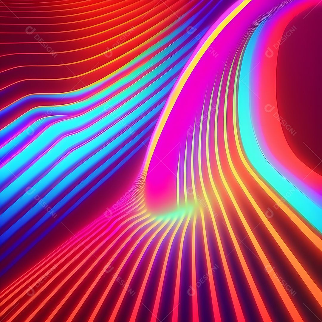 Fundo abstrato de linhas coloridas de neon arte gerada por rede neural