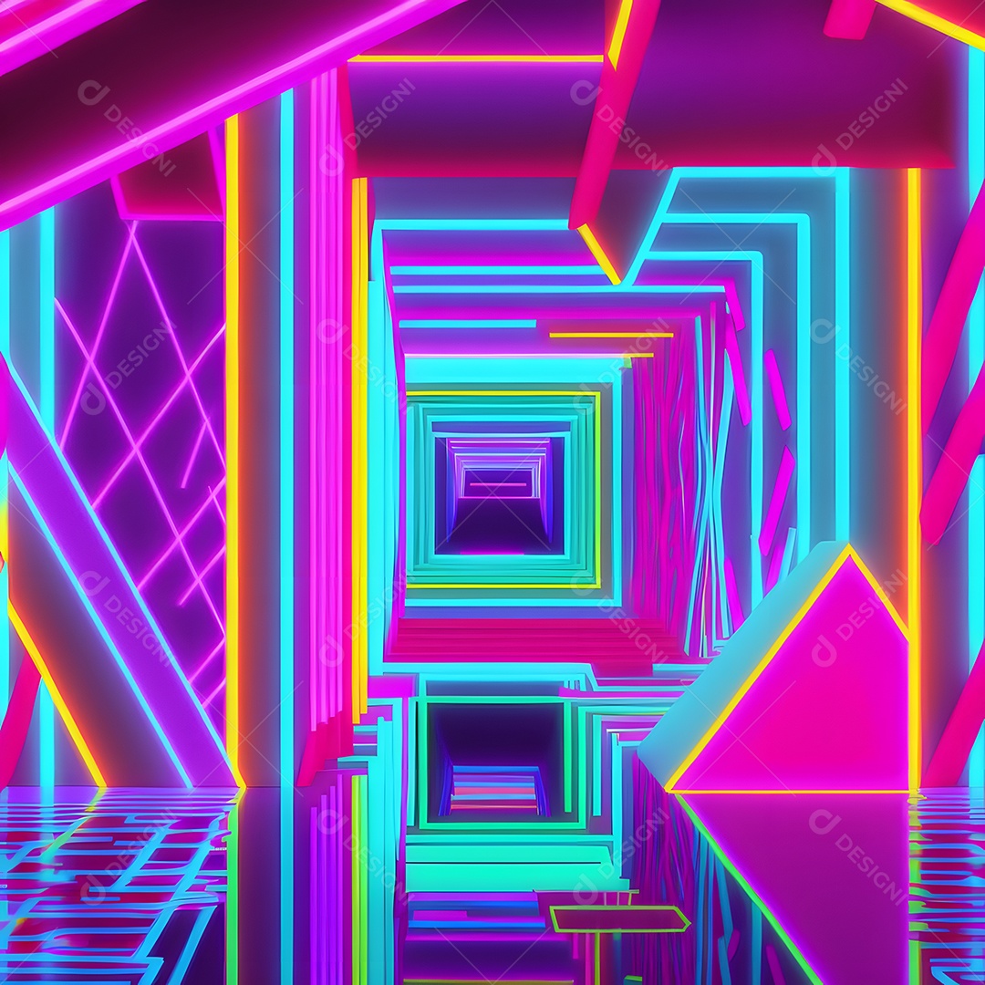 Fundo abstrato de linhas coloridas de neon arte gerada por rede neural