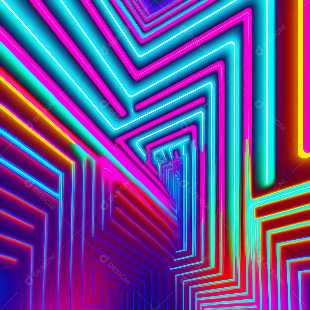 Fundo abstrato de linhas coloridas de neon arte gerada por rede neural