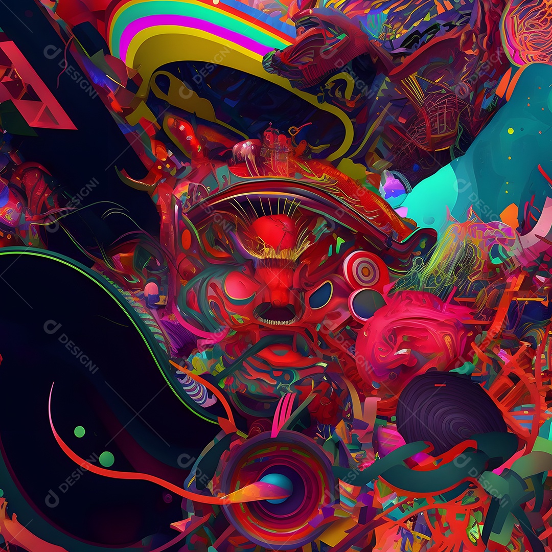 Fundo abstrato de linhas coloridas de neon arte gerada por rede neural