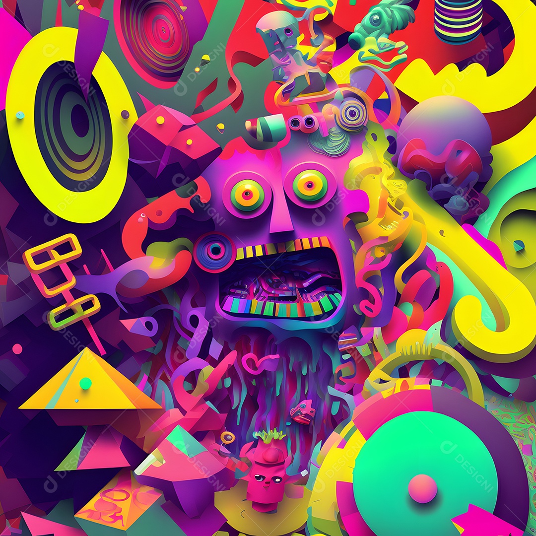 Fundo abstrato de linhas coloridas de neon arte gerada por rede neural