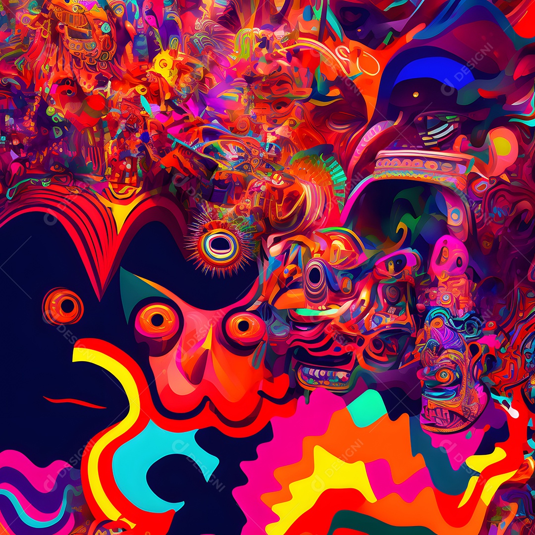 Fundo abstrato de linhas coloridas de neon arte gerada por rede neural