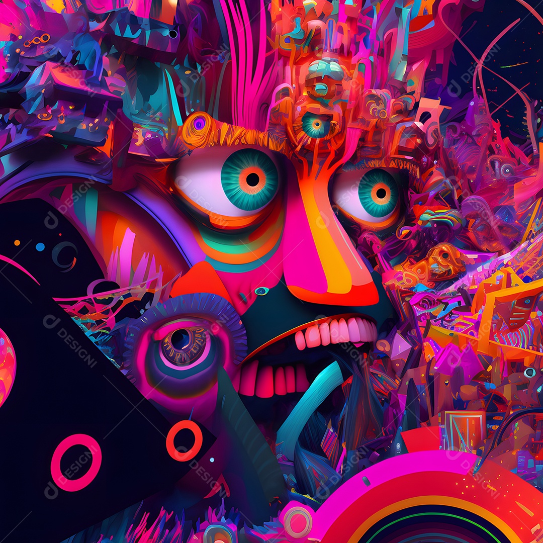 Fundo abstrato de linhas coloridas de neon arte gerada por rede neural