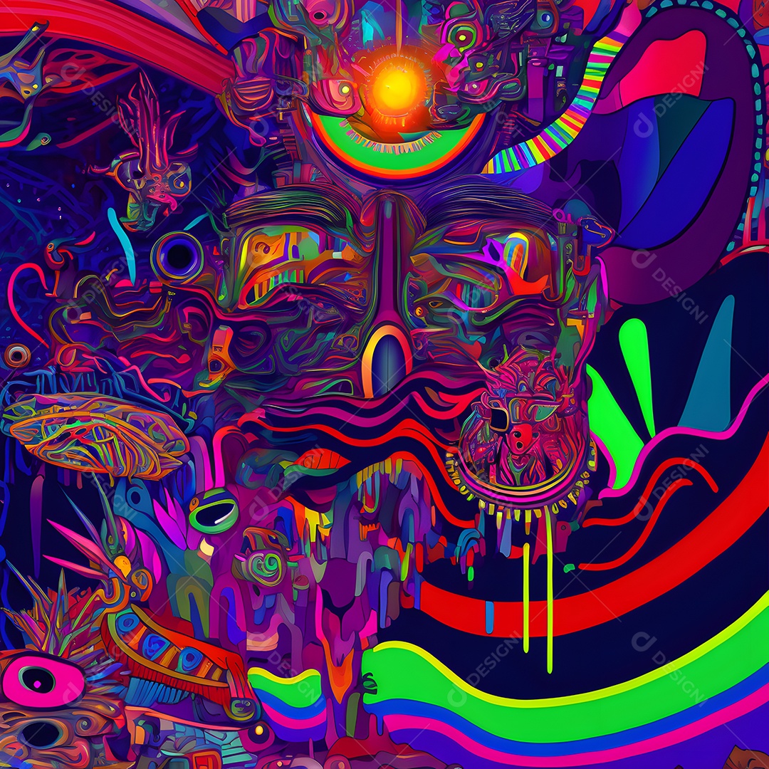 Fundo abstrato de linhas coloridas de neon arte gerada por rede neural