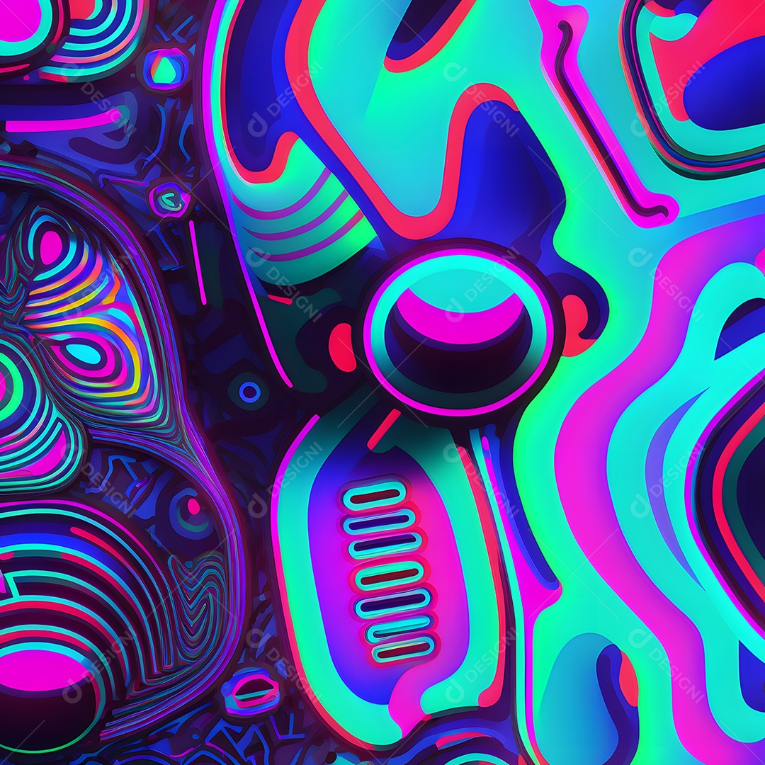 Fundo abstrato de linhas coloridas de neon arte gerada por rede neural