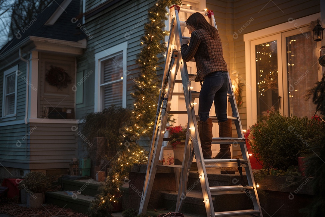 Pessoa decorando a casa para o natal