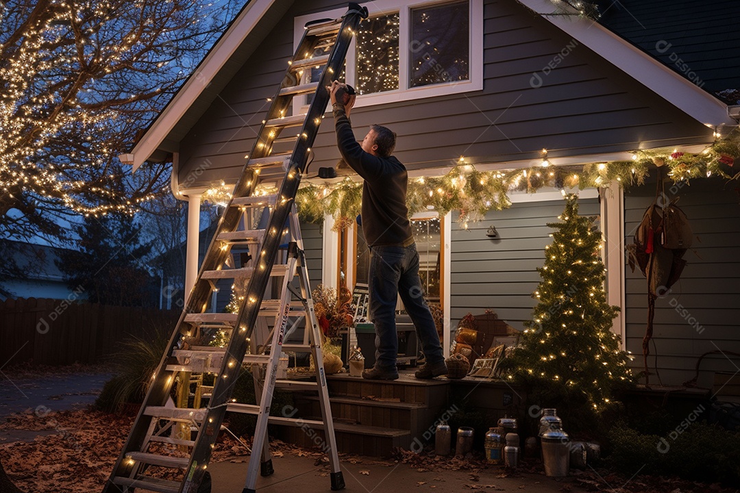Pessoa decorando a casa para o natal