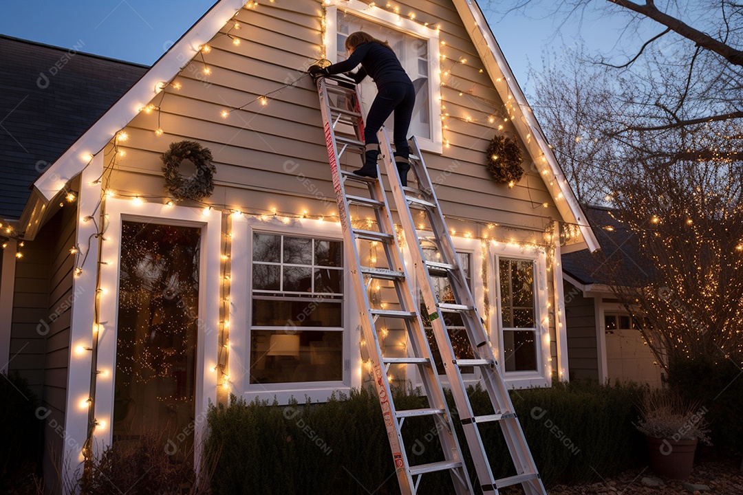Pessoa decorando a casa para o natal
