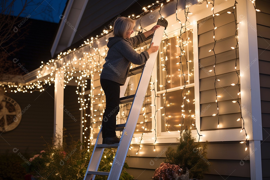 Pessoa decorando a casa para o natal
