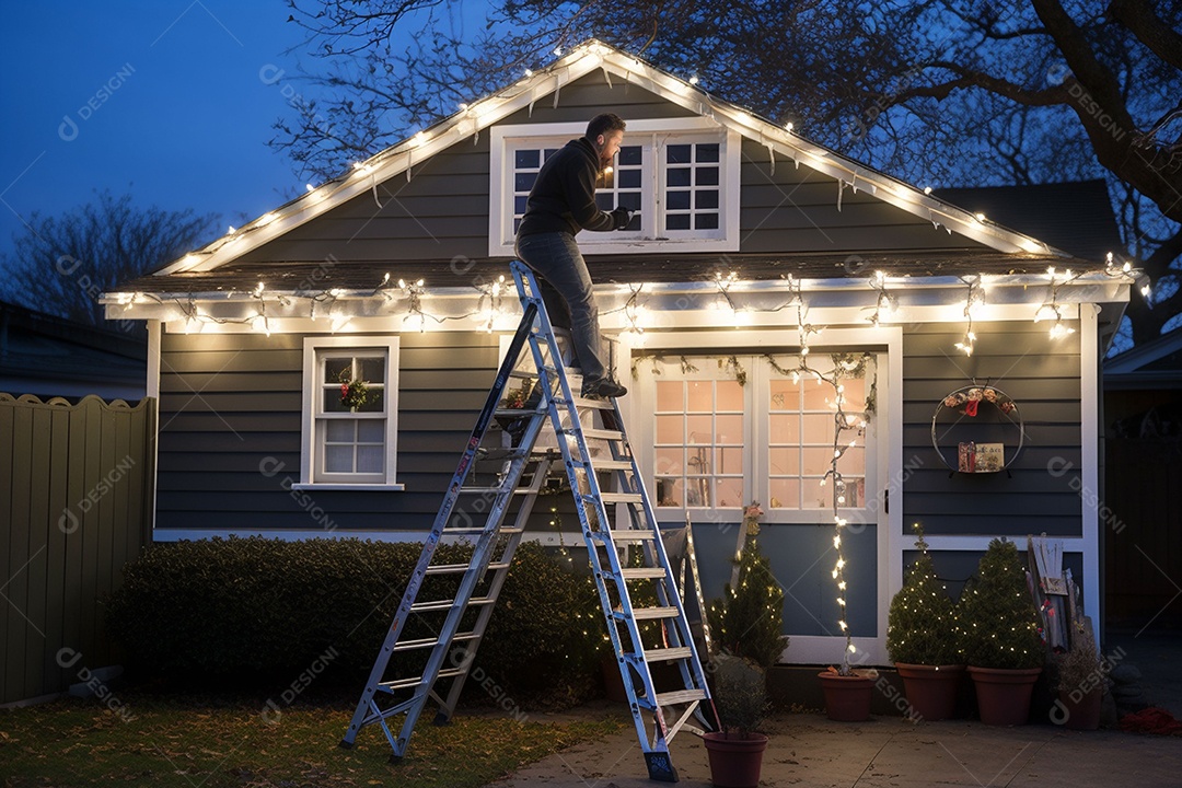 Pessoa decorando a casa para o natal