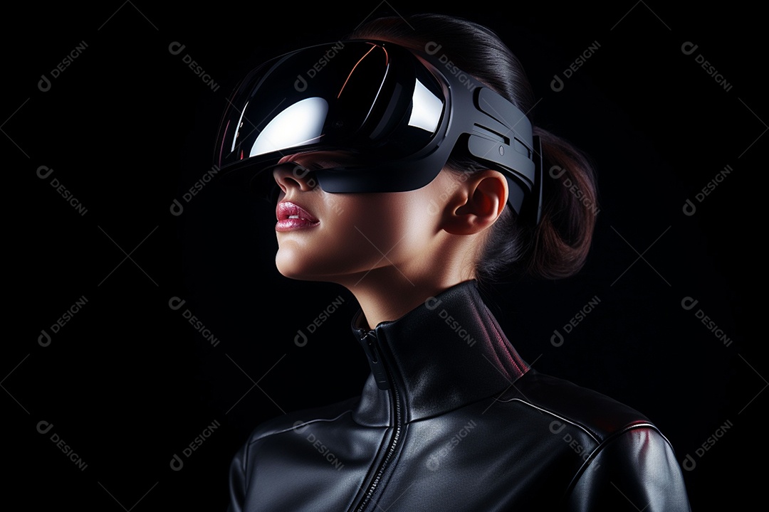 Mulher estilosa com óculos VR com