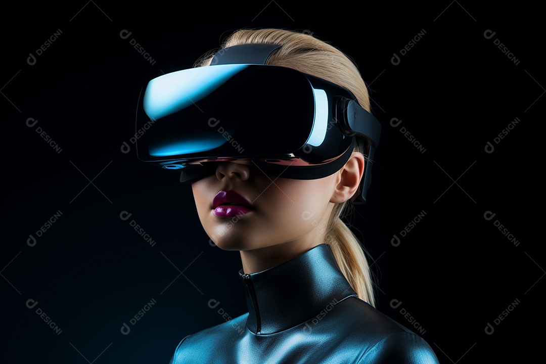 Mulher estilosa com óculos VR com