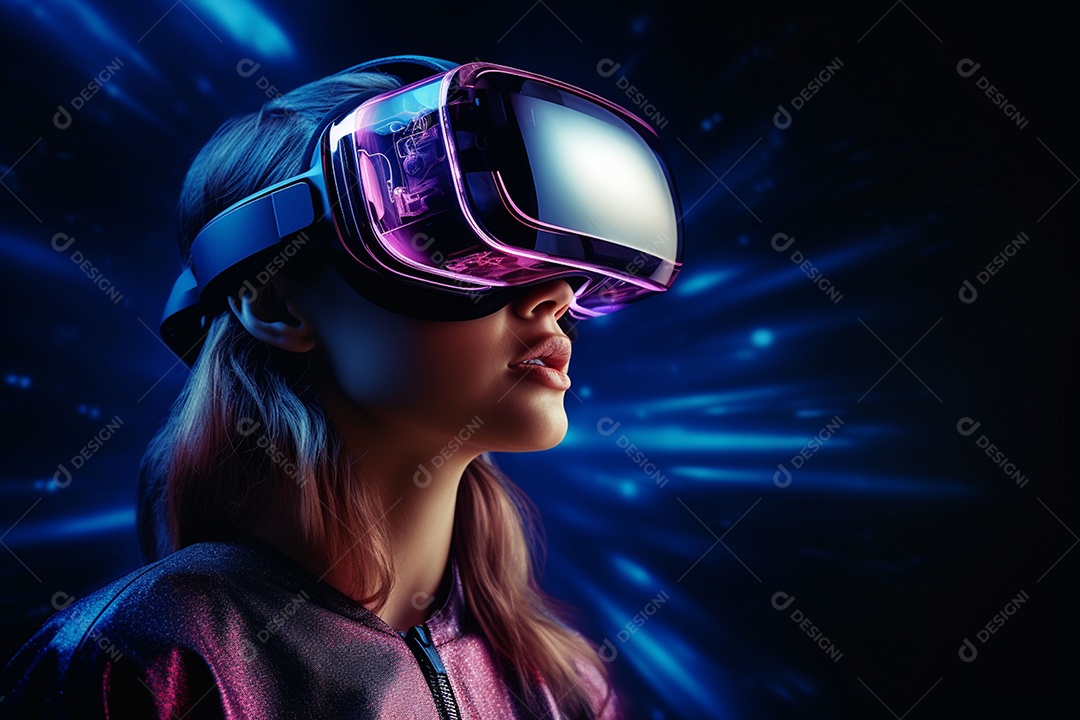 Mulher estilosa com óculos VR