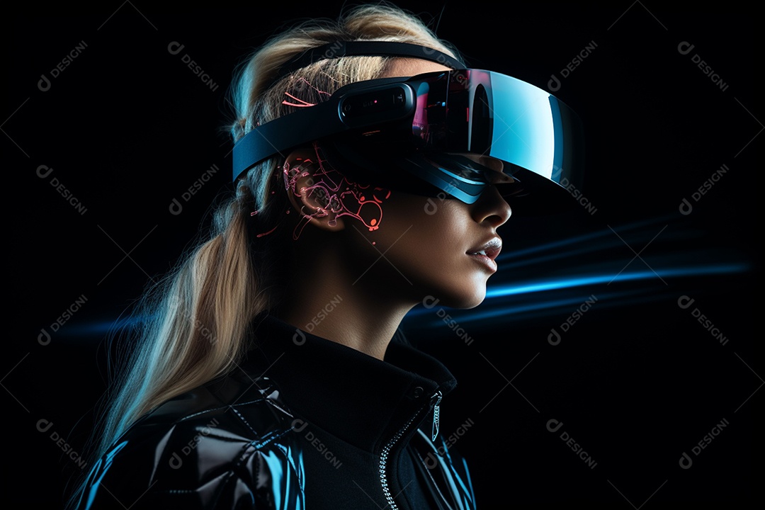 Mulher estilosa com óculos VR