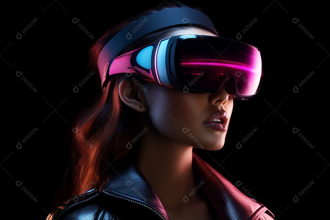 Mulher estilosa com óculos VR