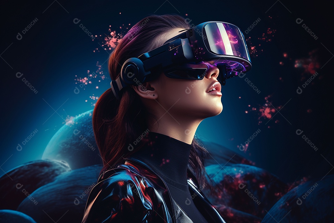 Mulher estilosa com óculos VR