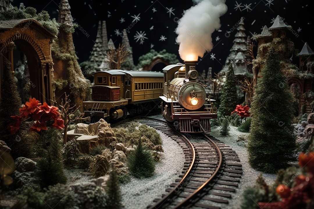 Fada trem de natal entrou em tom com terra