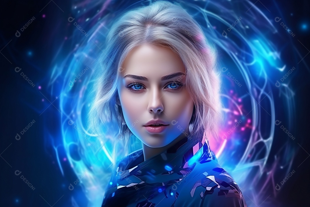 Retrato realista de robô futurista