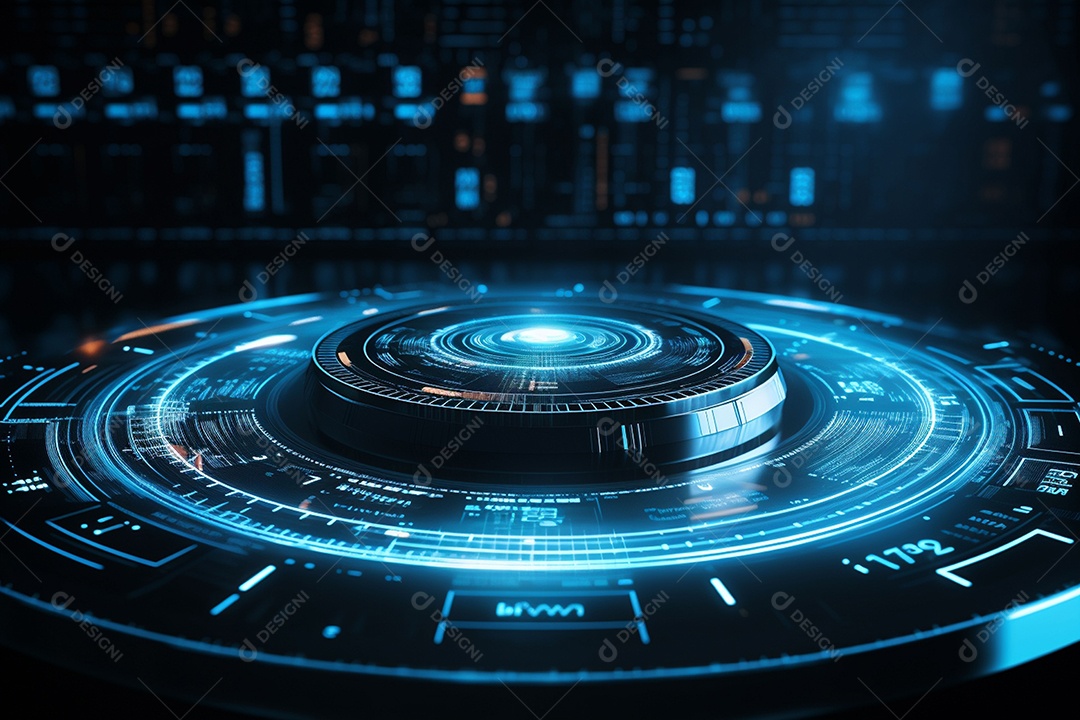 Holograma feito de roda com um dado futurista