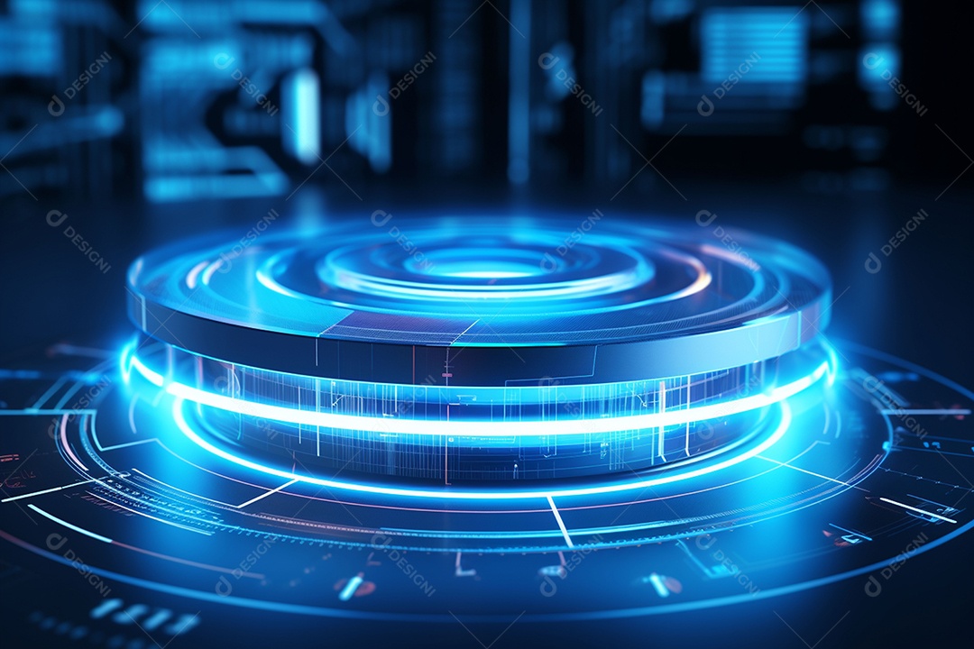 Holograma feito de roda com um dado futurista